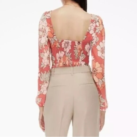 ARITZIA  WILFRED Grace Blush Floral Flowy Boho Long Sleeve Crop Top Size S New - Picture 4 of 15